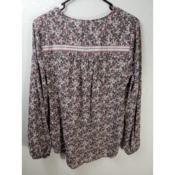 Max Studio Women’s Small Faux Wrap Top V-Neck Floral Print Long Sleeve - Picture 3 of 7